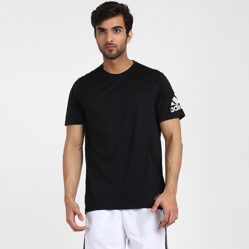 ADIDAS Solid Men Round Neck Round - T-Shirt Prices Best Buy Online Solid Black Black Men at India Neck in T-Shirt ADIDAS