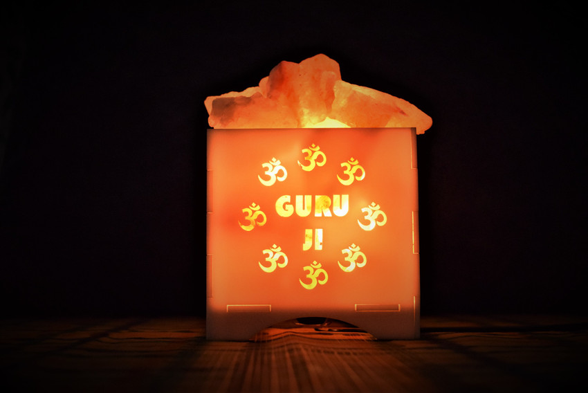 DECOMAX Guruji Design Acrylic Basket Himalayan Salt Lamp for