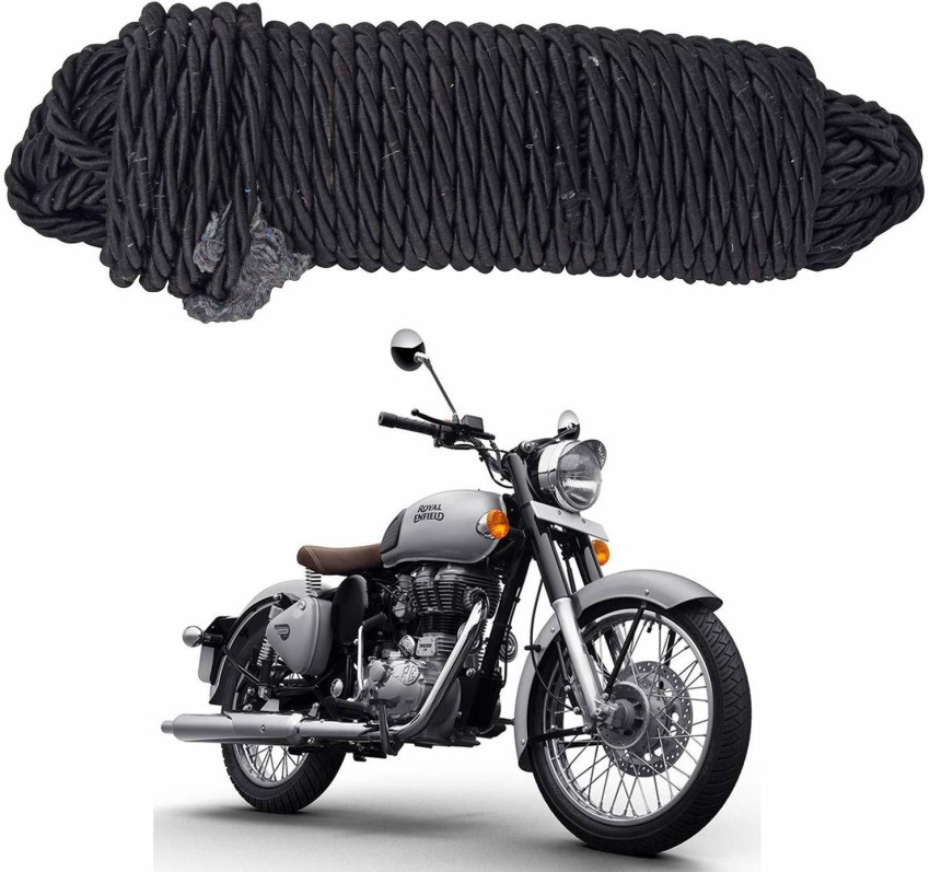 Dhe Best Leg Guard Rope Black for Royal Enfield All Bike Models,  Multi-Purpose Hand Braided Rope Cord Saddle Bag Holder Camping Utility Rope
