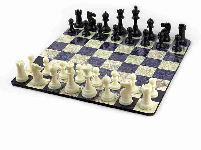 Tournament Chess Set - Extra Large & Heavy 4 Luxury Chess Pieces (  Ivory/Black) with Green/White Roll-up Chess Board