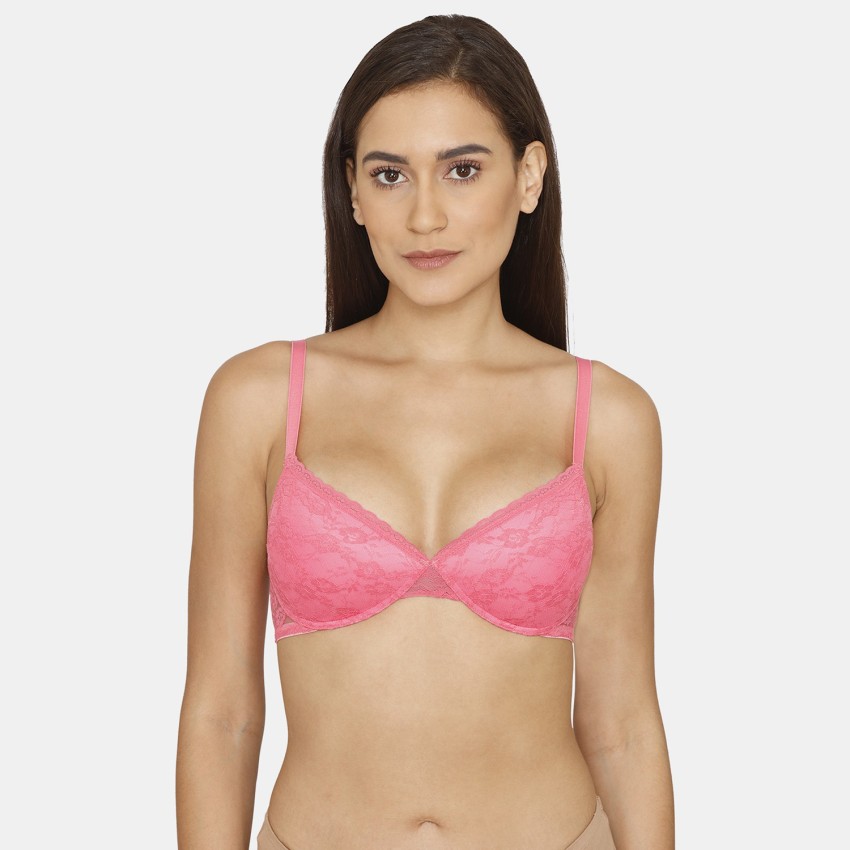 Buy Zivame Pink Lace Underwired Lightly Padded T Shirt Bra - Bra