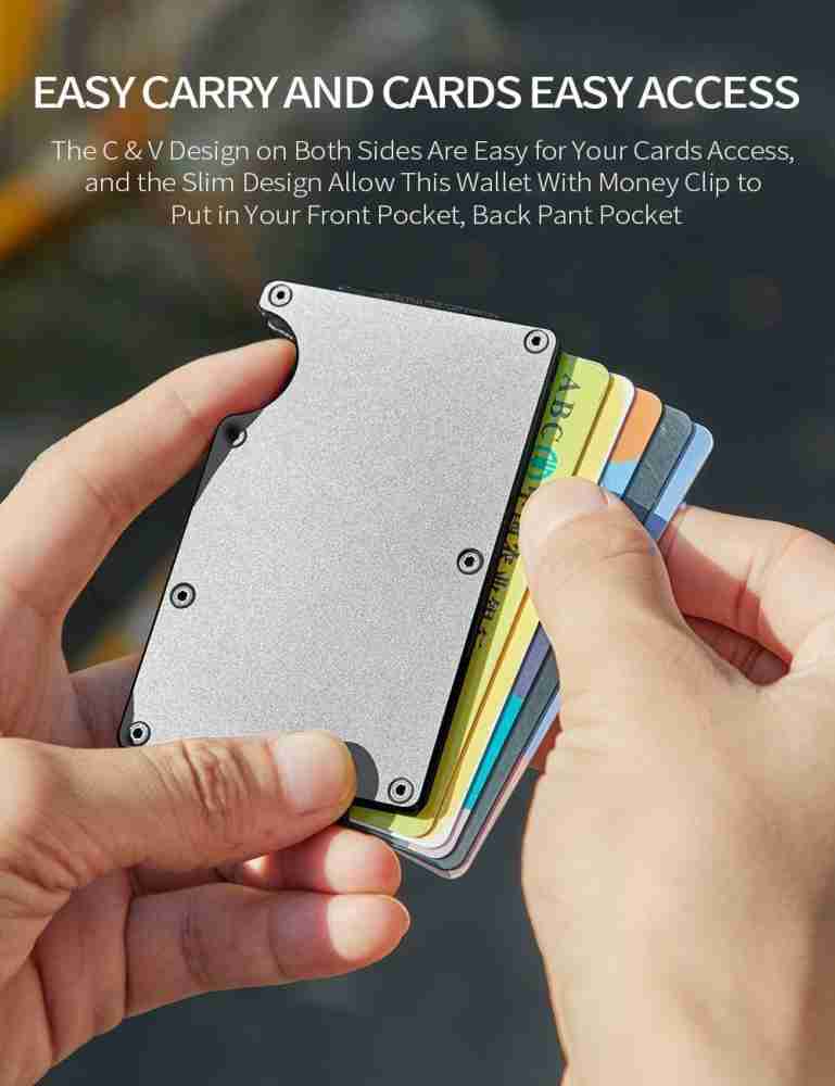 Stealodeal Rfid Carbon Fiber Wallet For Men - Minimalist Aluminum Metal Money Clip 10 Card Holder