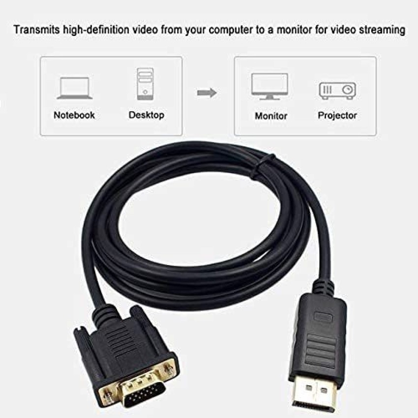 REC Trade HDMI Cable 1.8 m DP to HDMI Cable 1.8m, DisplayPort to HDMI Cable,  DisplayPort Male to HDMI Male 1080P Gold Plated Converter Cable for PC HDTV  Laptop.(RTT-CBL-0048) - REC Trade 
