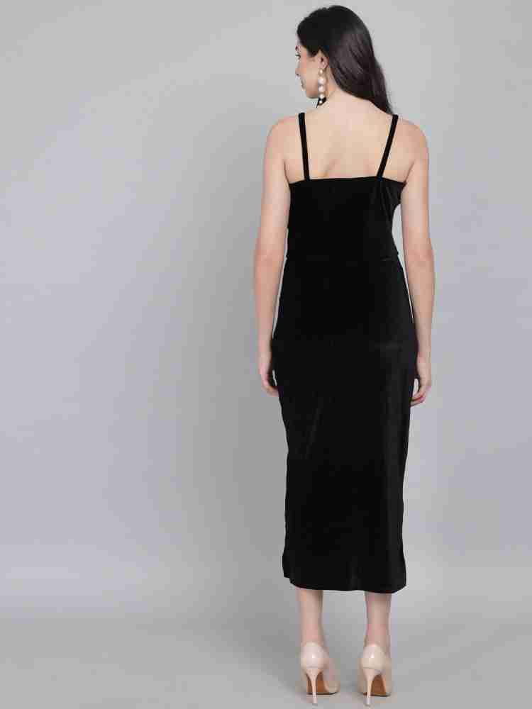 Buy online Black Solid High Slit Dress from western wear for Women by  Infitrob for ₹720 at 71% off
