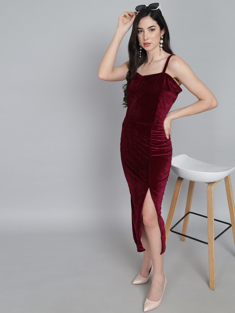 Wine red one piece dress top