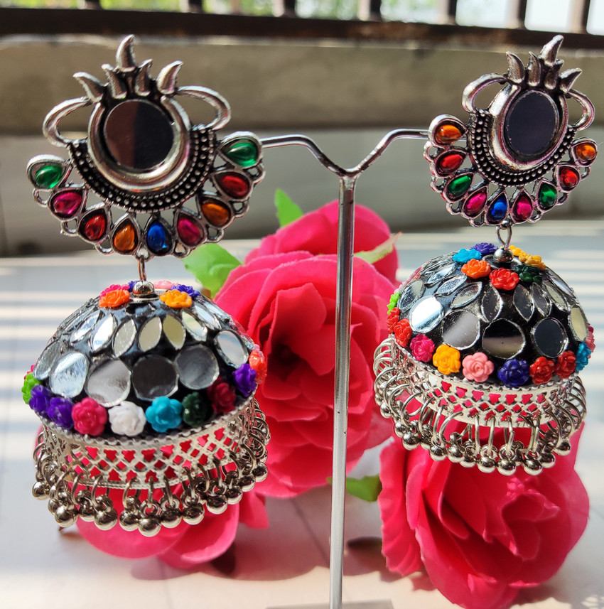 Oxidised multicolor earrings top