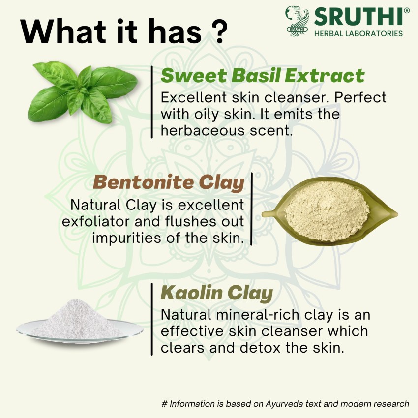 SRUTHI HERBAL LABORATORIES Sweet Basil Face Pack Enriched with