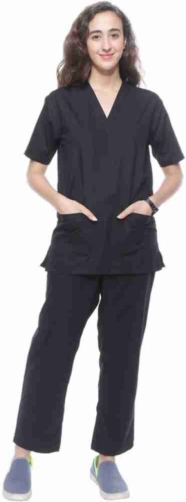 Uniform trader Women's Black Cotton Scrub Suit- M(38) Pant, Shirt