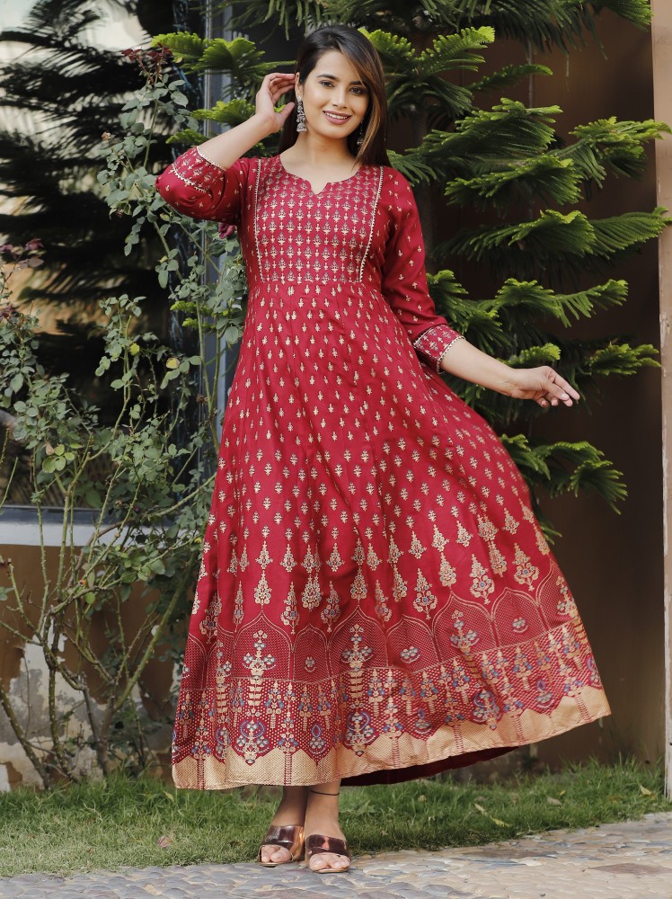 Top 2 Bottom Women Printed Anarkali Kurta Buy Top 2 Bottom Women