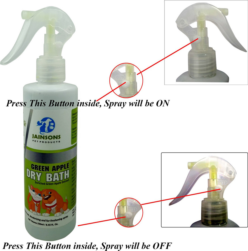 Jainsons Pet Products Green Apple Dry Bath 250ml Spray for Smelly Dog Puppy Cat Made with Green Apple Conditioning Apple Dog Shampoo