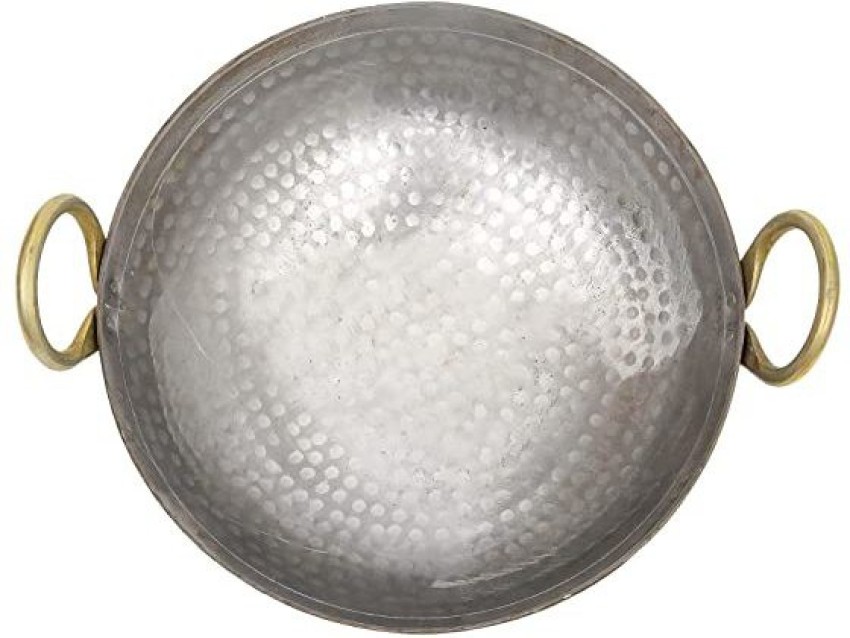 Hammered Kadhai Brass Kadai Without Handle Frying Pan for Cooking Serving 2  Ltr