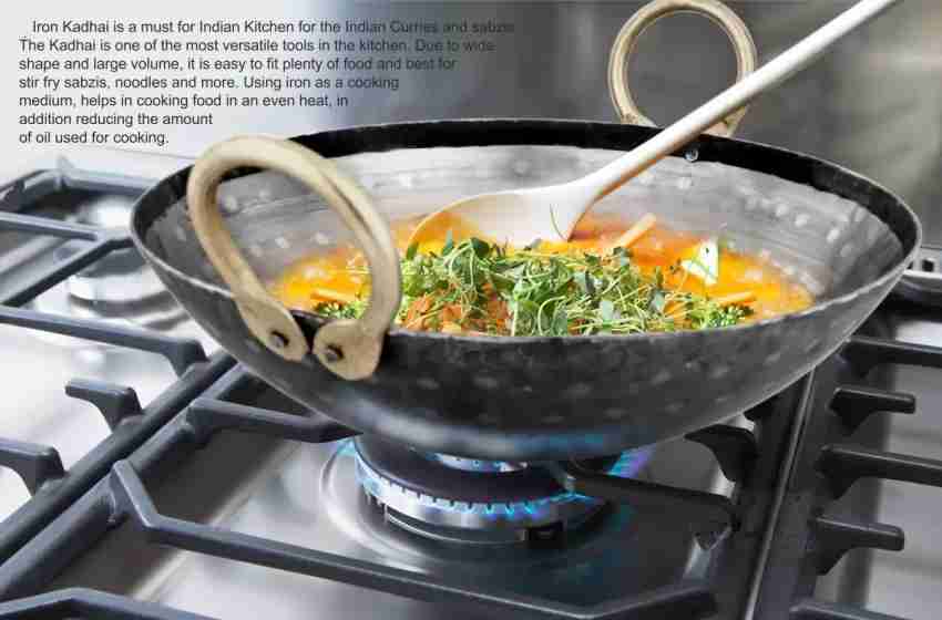 KITCHEN SHOPEE Aluminum Kadhai/Frying Pan deep Kadai for Cooking Fry Heavy  Base with Handle Multipurpose Use (Silver, 31 cm, 12 Inch, Size 4 L)