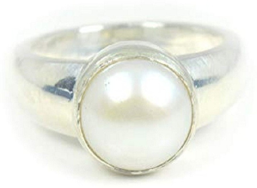 Senroar 3.5 Carat Pearl Ring Natural Gemstone Moti White Ring