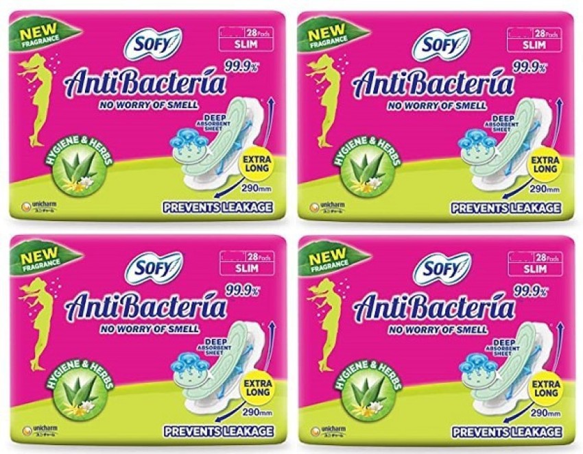 Sofy Anti Bacteria Sanitary Pads (Extra Long - 28 Pads) Price - Buy Online  at ₹207 in India
