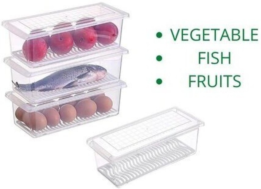 Fruit Vegetable Storage Containers for Fridge 4 Pack Draining