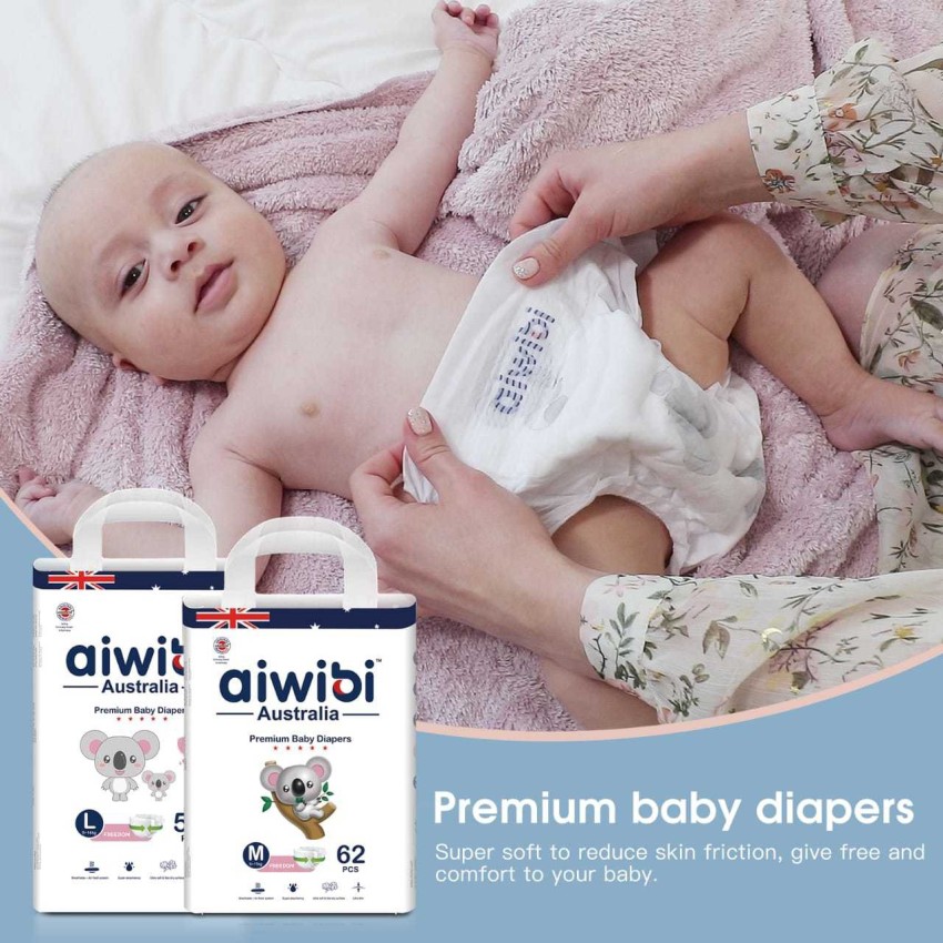 aiwibi New Born Baby Diaper Pants 22 count, with Bubble Bed