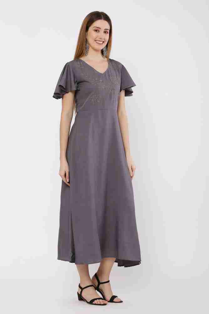 Asad Fashion Women Gown Grey Dress - Buy Asad Fashion Women Gown