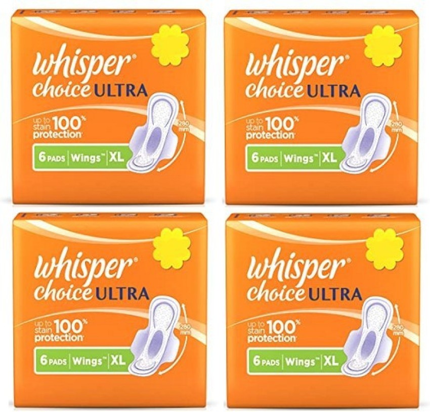 5 X Whisper Choice Ultra Sanitary Pads XL (6 pads) + free 1 pack ogf 6 pads