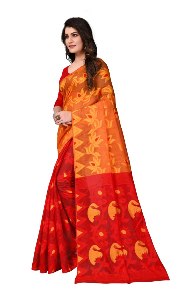 Nency fashion Women's Multicolor cotton Jacquard Silk Saree With Blouse  Piece