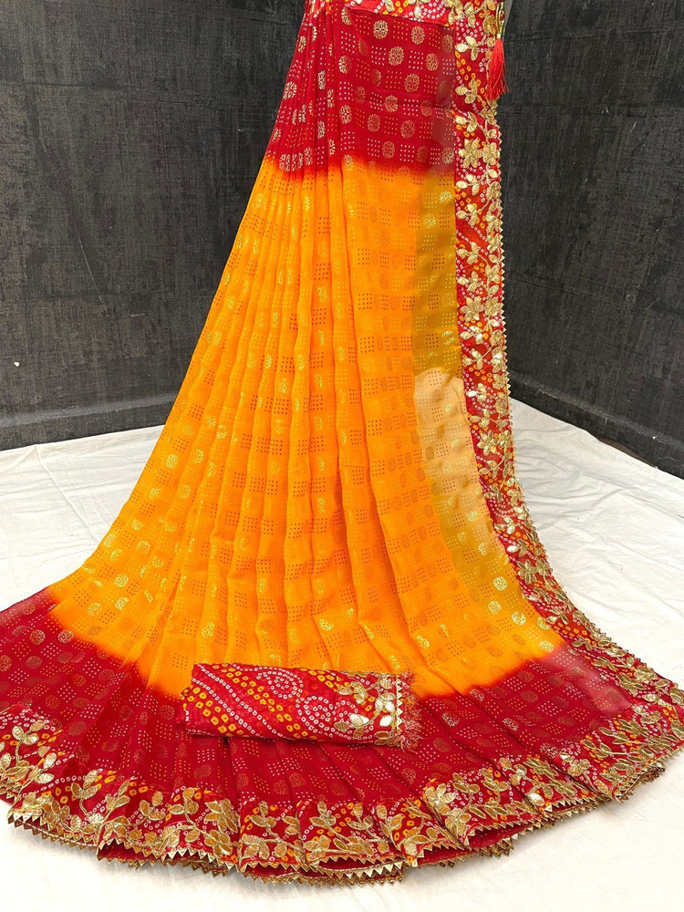 Buy ADORN SHOPPING Floral Print Bandhani Georgette Multicolor