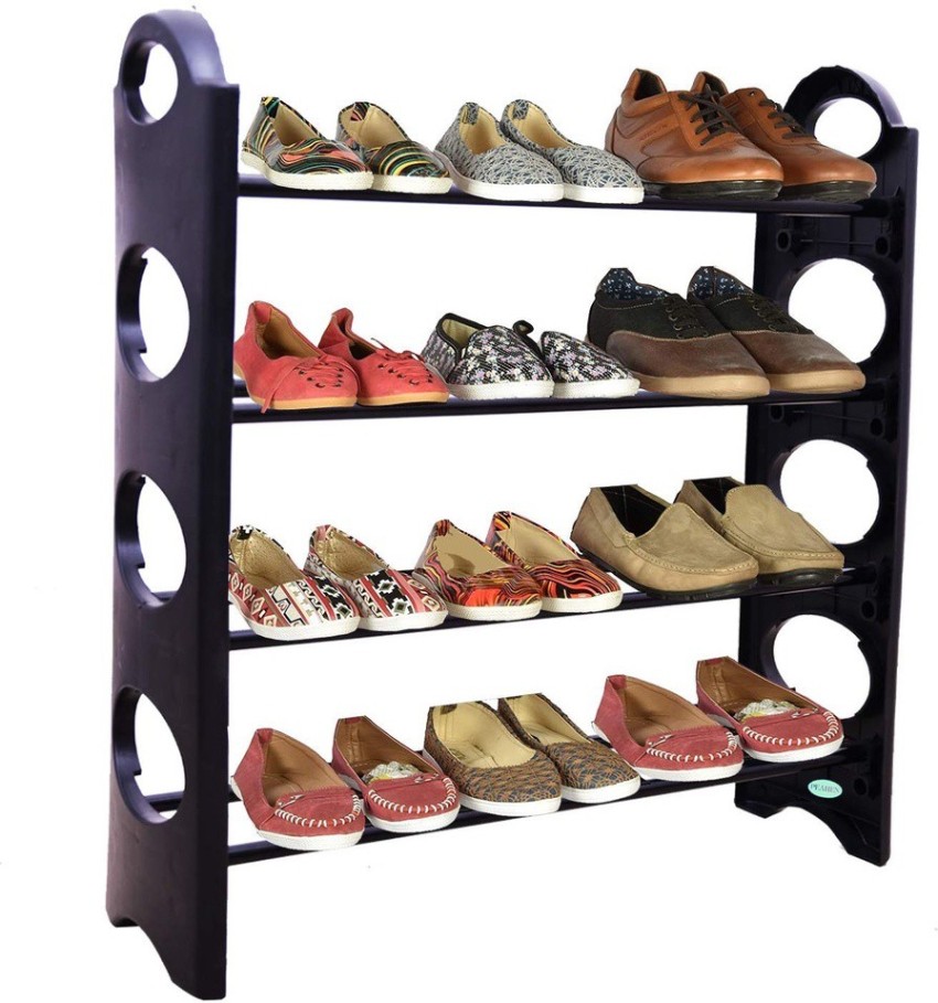 Mild Steel 4 Shelves Shoes and Handbags Rack, Shoe Rack Capacity: 20