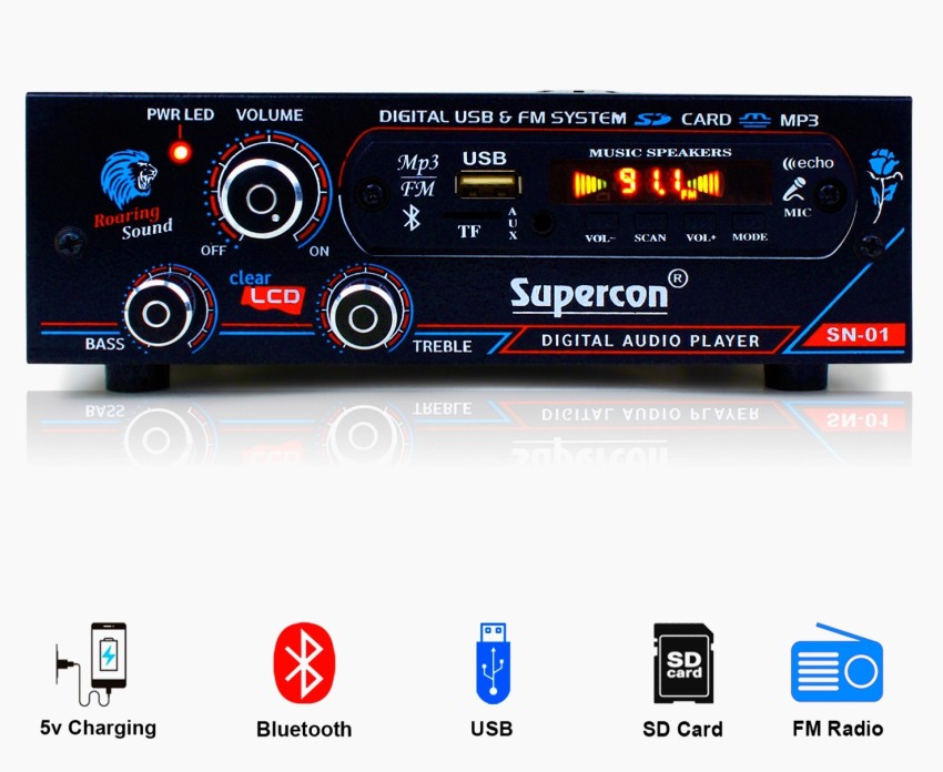 SUPERCON AC/DC FM Radio Multimedia Speaker with Bluetooth, USB, SD Card, Aux  FM Radio FM Radio - SUPERCON 