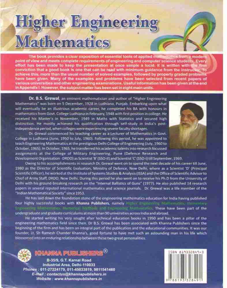 Higher Engineering Mathematics 44th Edition By B. S. Grewal Buy Higher Engineering Mathematics 44th Edition By B. S. Grewal by B. S. GREWAL at Low Price in India Flipkart
