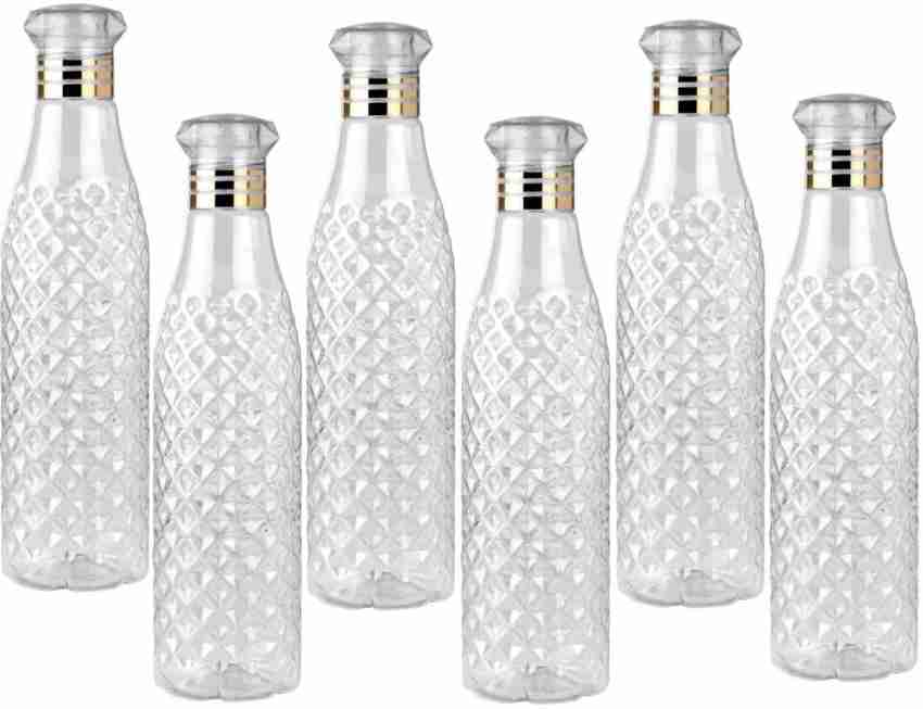 Crystal Clear Water Bottle Set of 6 1 litre, Plastic Fridge Water Bottle  Set