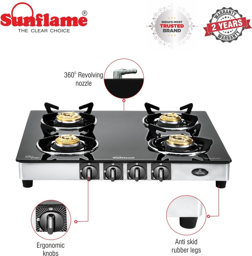 sunflame regal 4 burner gas stove