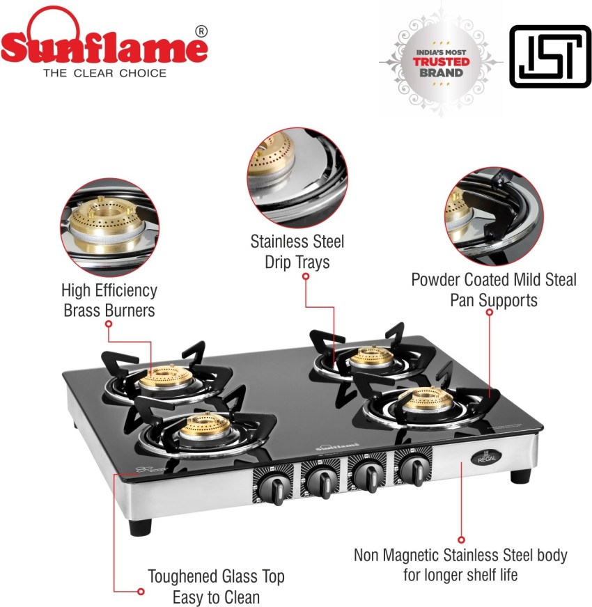 sunflame regal 4 burner gas stove