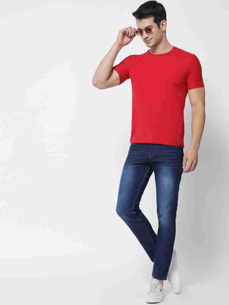 blue jeans and red t shirt