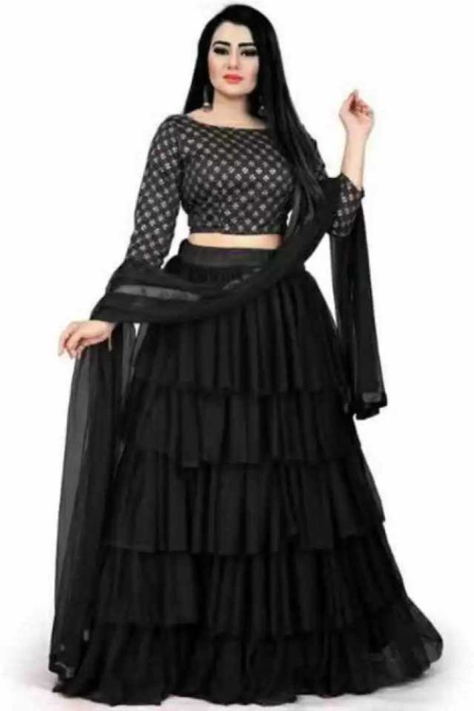 BIPIN ENTERPRISE Checkered Semi Stitched Lehenga Crop Top Buy