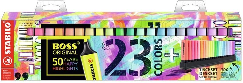 Stabilo BOSS Original Highlighter Set, 50th Anniversary Desk  Set, 23-Colors, multicolor - Highlighter Pen