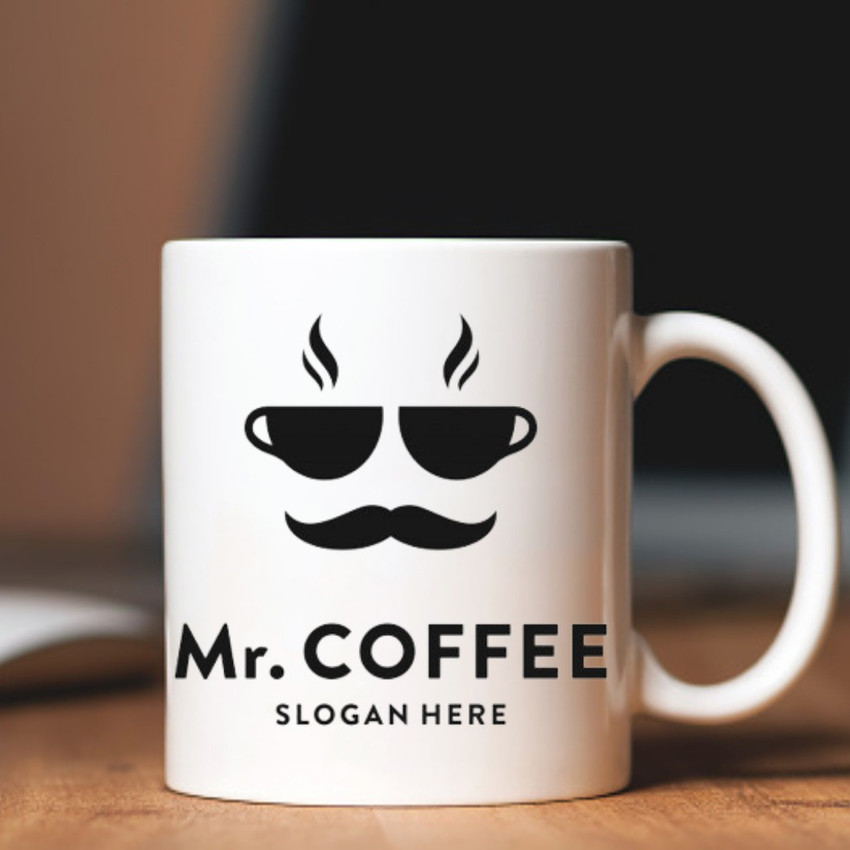 omission Mr. Coffee Slogan Here Printed White Ceramic Coffee for