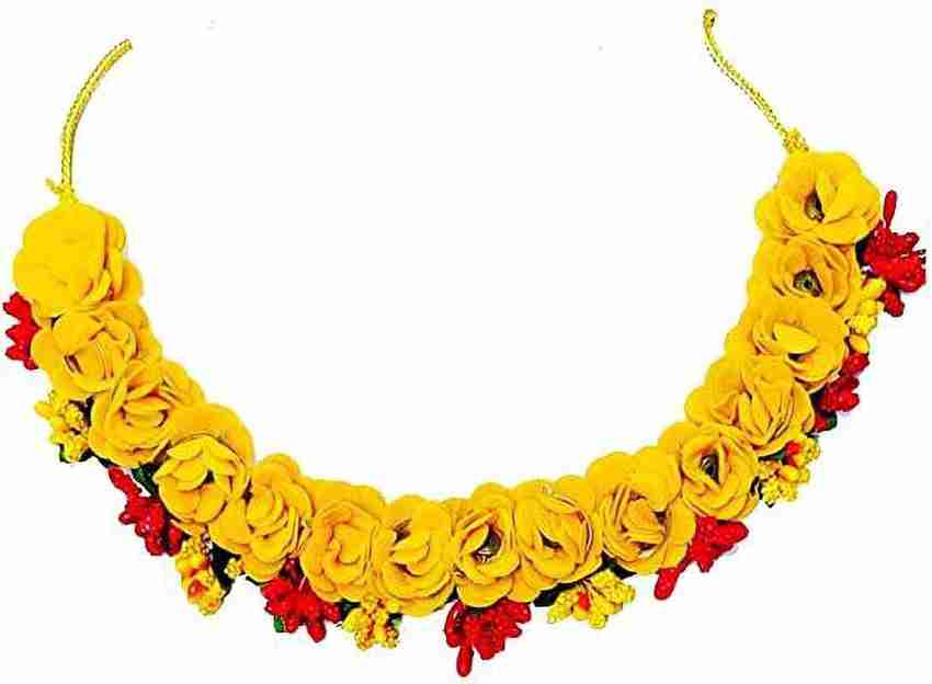 World art station Wedding Haldi cermony Flower Jewellery Se Fabric