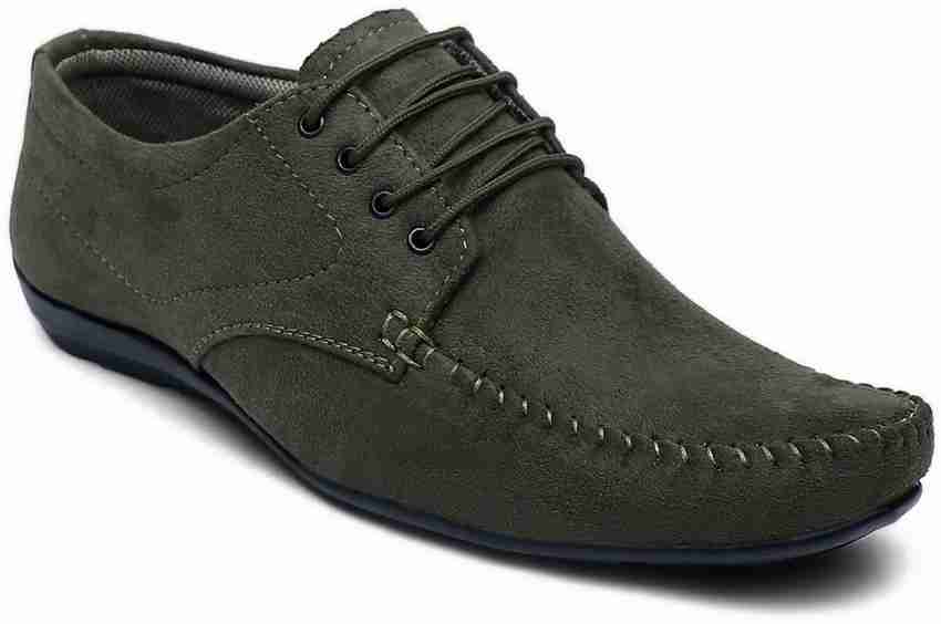 Green colour formal shoes shop