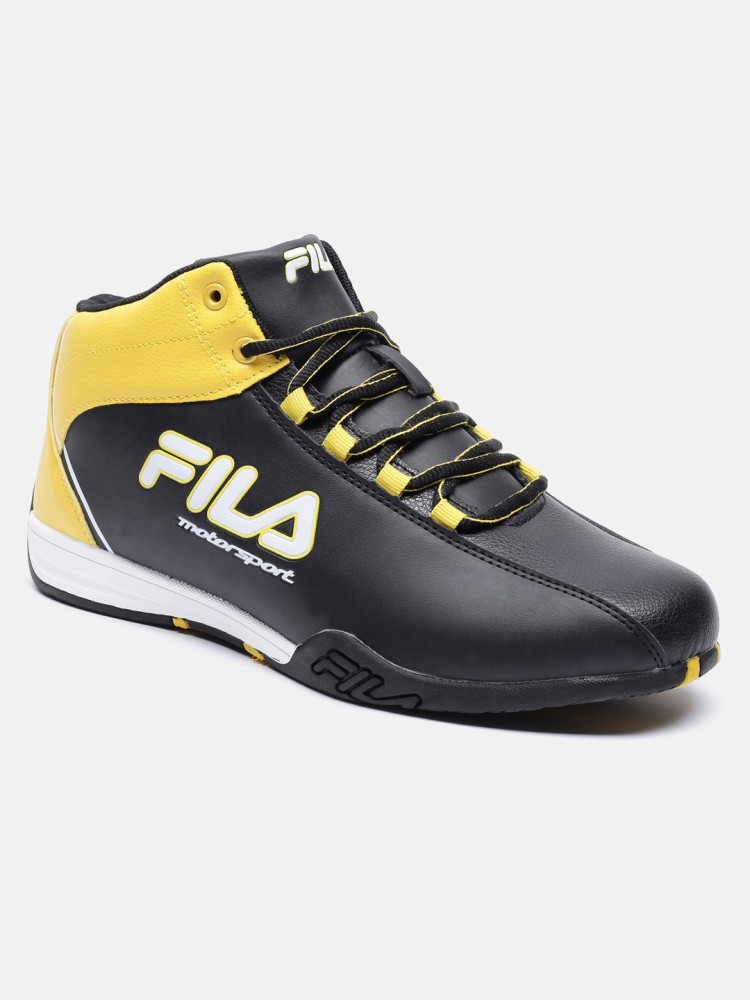 Fila black cheap yellow shoes