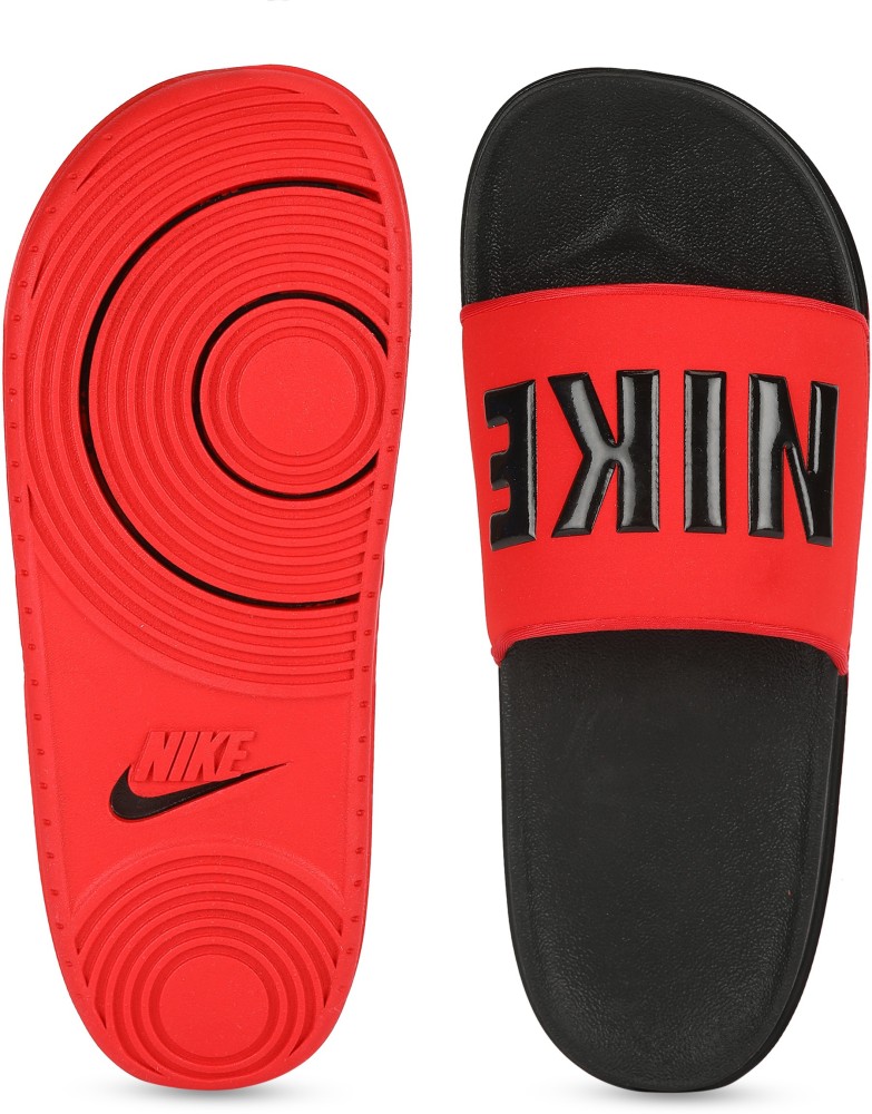 Mens black and red nike online slides