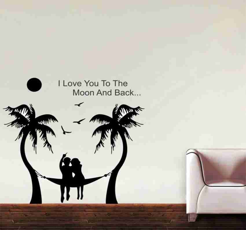 Jyotiwallsticker 45.72 cm HD couple lovely moment with moon wall