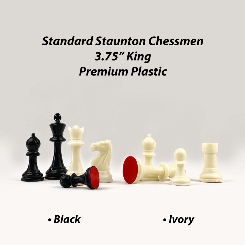 Master Series Triple Weighted Plastic Chess Set Black & Ivory Pieces -  3.75 King