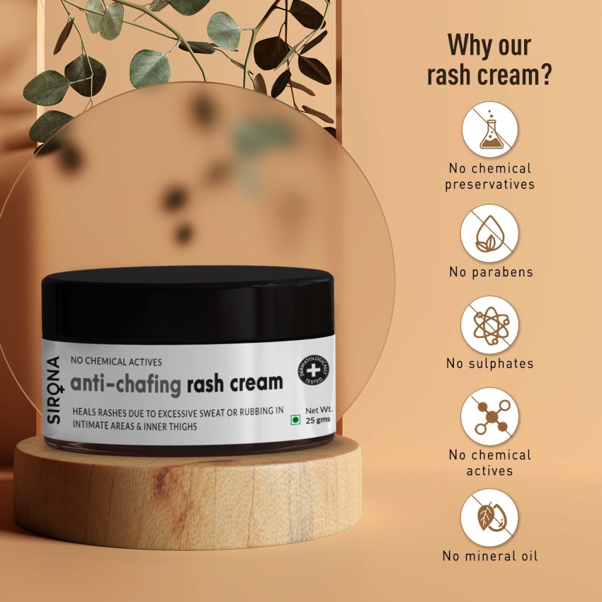 SIRONA No Chemical Actives Anti-Chafing Rash Cream for Men & Women