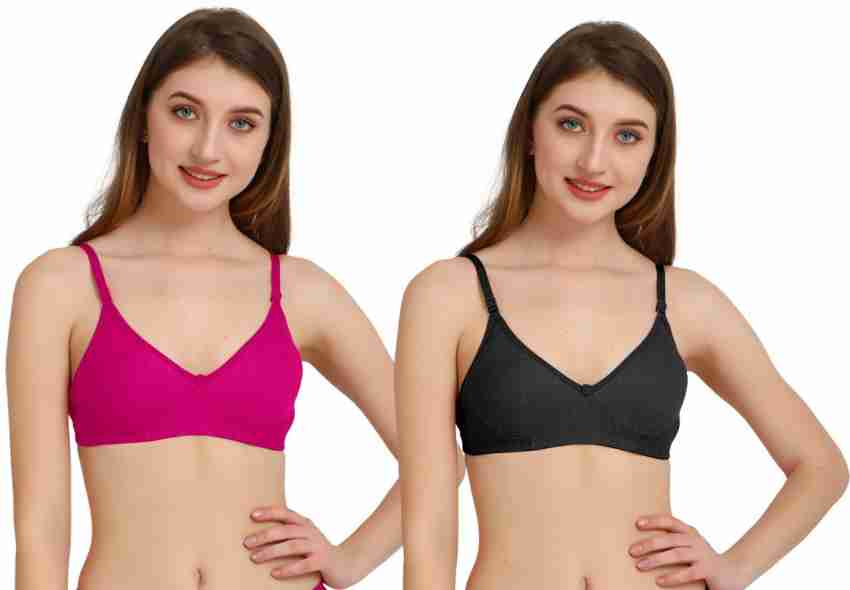 Women's Non Padded Milanch Full Coverage soft cotton Bra (Pack of  2)(multicolor)