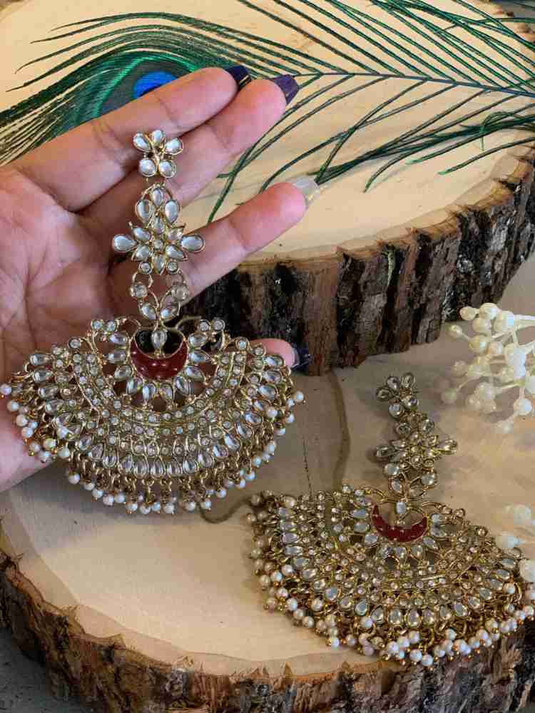 Maang tikka clearance with earrings flipkart