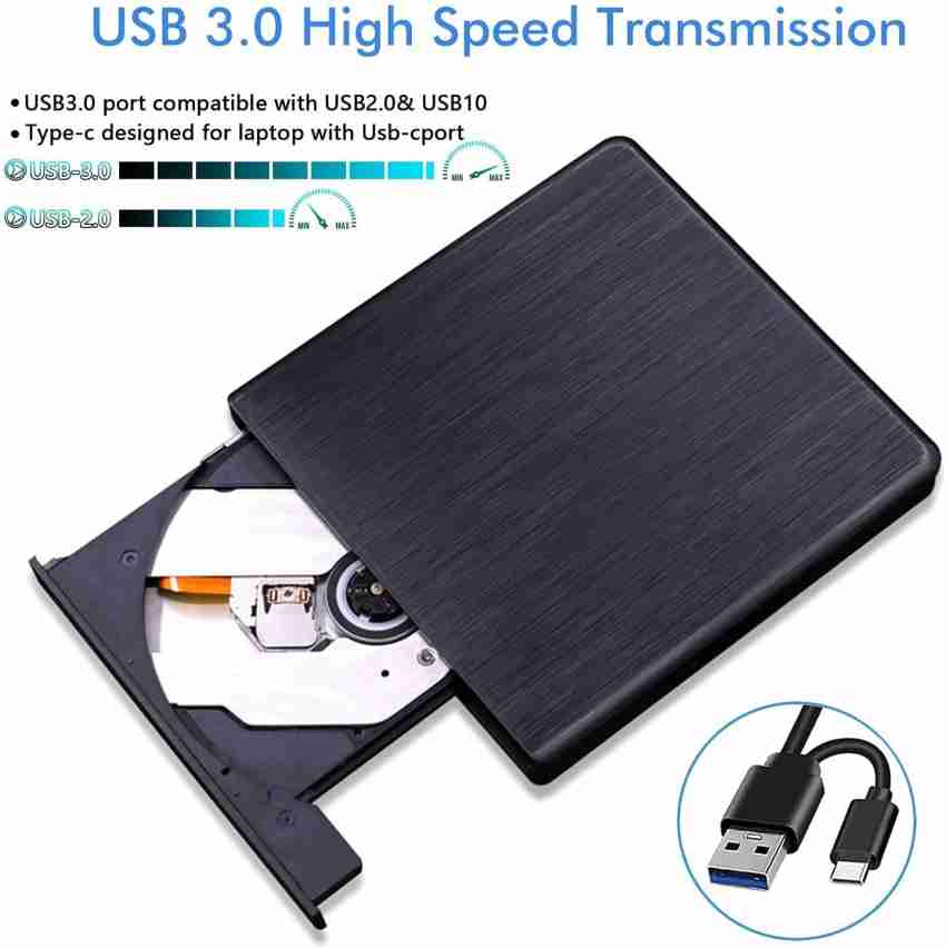 Jihaan DVD Drive USB 3.0 Type-C CD DVD +/-RW Optical Drive USB C