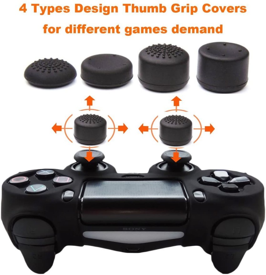 RETRACK Anti-Slip Studded PS4 Controller Cover Silicone Case for PS4 + 8PC  Thumb Grips Gaming Accessory Kit - RETRACK 