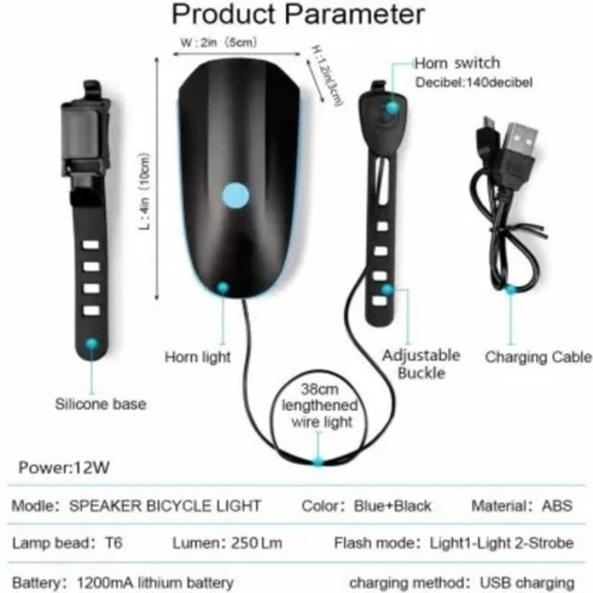 BLACKBELL 2 in 1 USB Rechargeable Bicycle Horn LED Front Light 3