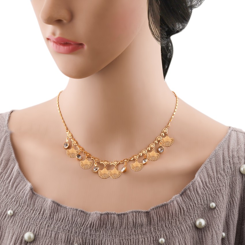 Brass,Copper Brado Jewellery Gold Plated Pendant Chain Necklace