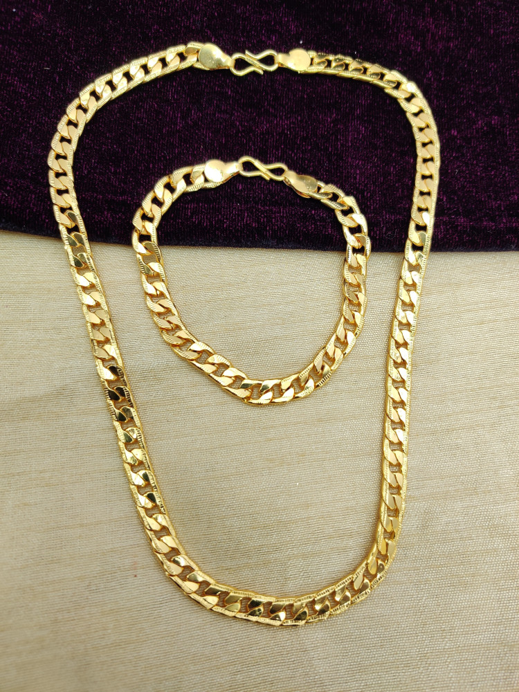 Mens gold chain bracelet set deals