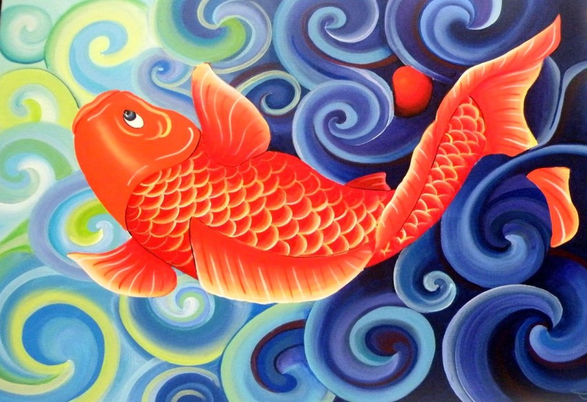 Poster Digital Painting Koi Fish Painting Large Poster sl1567
