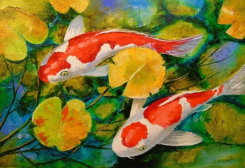 Poster Digital Painting Koi Fish Painting No. 4 Large Poster sl1564 (36x24  Inches, Matte Paper, Multicolor) Fine Art Print - Art & Paintings posters  in India - Buy art, film, design, movie